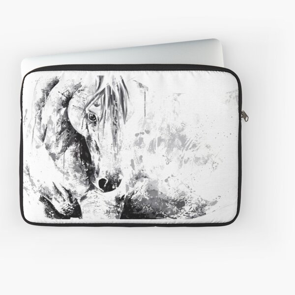 Peinture Cheval "Blanc rayonnant" Housse d'ordinateur