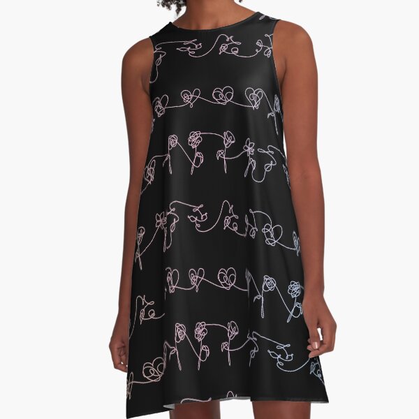 BTS Love Yourself Complete Pattern - Black A-Line Dress