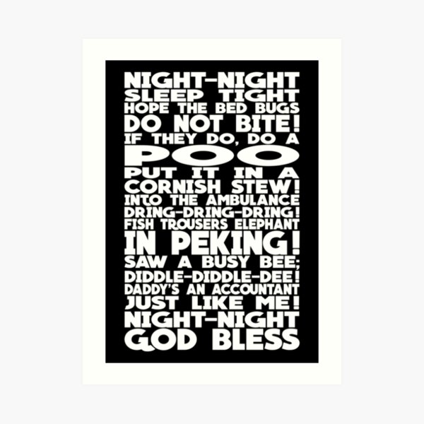 Richie's Bed Time Rhyme Design Art Print