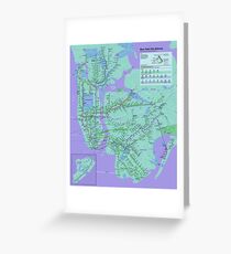 New York Subway Pop Art Map - Dark Purple / Blue Green - NYC - USA - HD Greeting Card