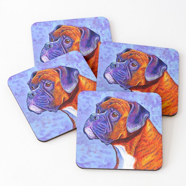 Devoted Guardian - Colorful Brindle Boxer Dog Coasters (Set of 4)