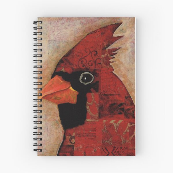Item preview, Abstract mixed media cardinal on printed paper background designed and sold by CindyGrosch.