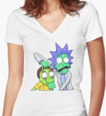 Rick and Morty Women's Fitted V-Neck T-Shirt