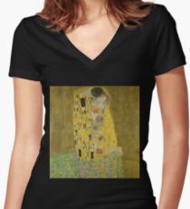 The Kiss by Gustav Klimt Women's Fitted V-Neck T-Shirt