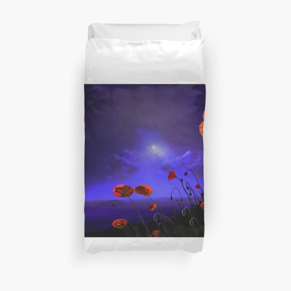 Poppies Blue Duvet Cover