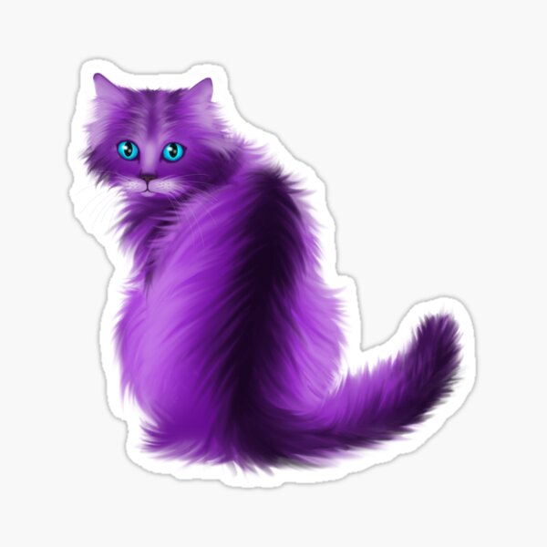 Striking purple and black cat Sticker