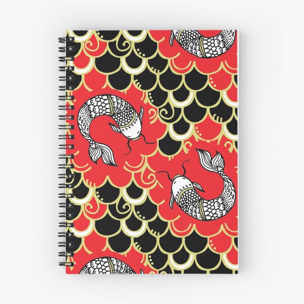 Aperçu de l'œuvre Persévère / Carpe Chinoiserie Rouge-Noir / Poisson Koi créée et vendue par FranBail.