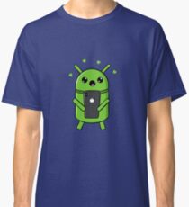 Camiseta clásica Robot Android enamorado con smartphone
