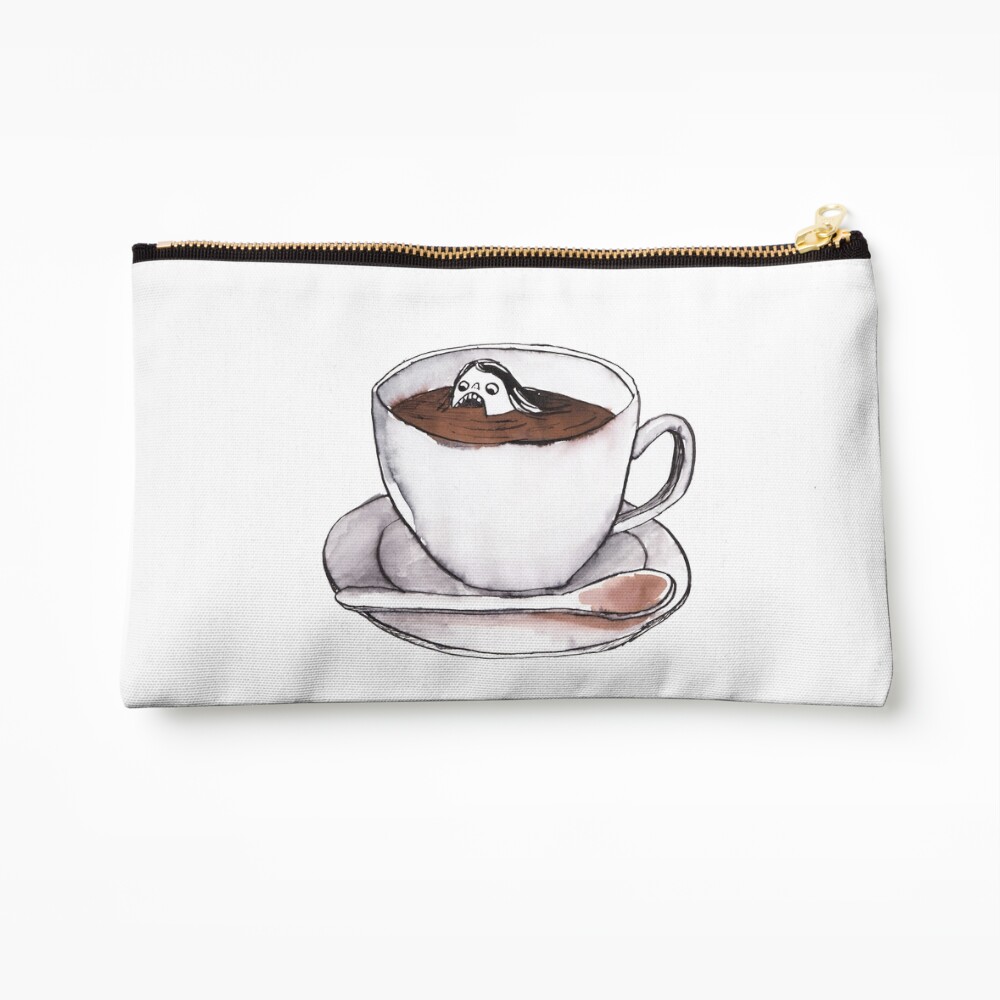 Caffeine addict tea and coffee cup illustration Zipper Pouch