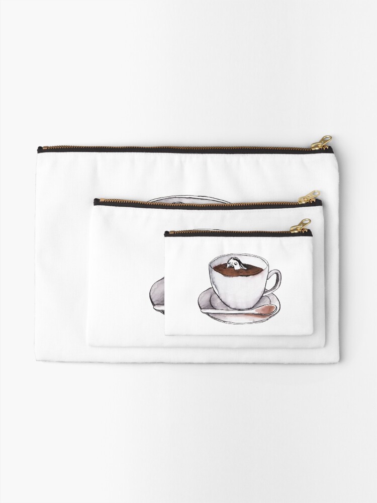 Alternate view of Caffeine addict tea and coffee cup illustration Zipper Pouch