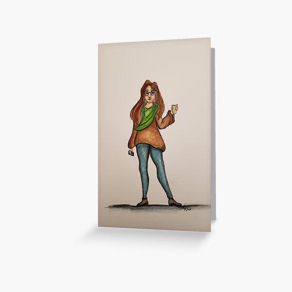 Coffee Girl Character Art Greeting Card