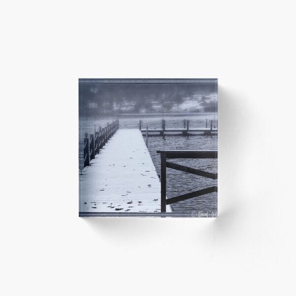 First Snow on the Lake Cooperstown, NY USA Acrylic Block