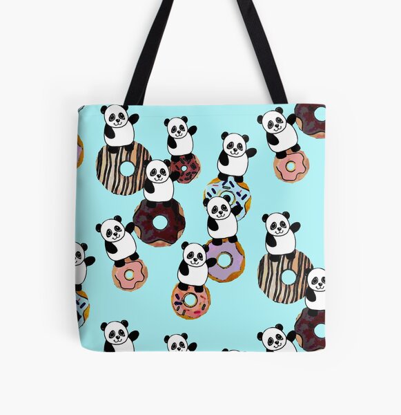 Pandas and donuts All Over Print Tote Bag