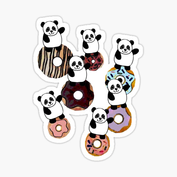 Pandas and donuts Sticker