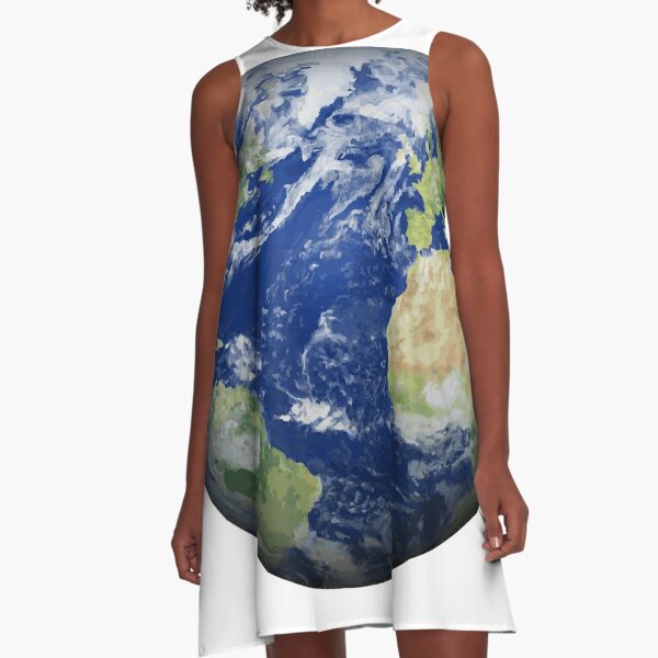 #map #sphere #environment #cartography #atmosphere #hemisphere #pollution #longitude #space #colorimage #planetspace #astronomy #360degreeview #wide #continentgeographicarea #physicalgeography A-Line Dress