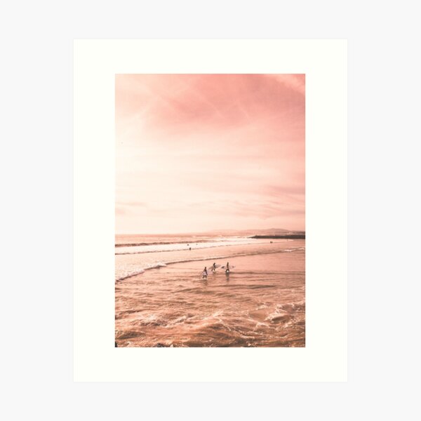 Surfers at Sunset Art Print
