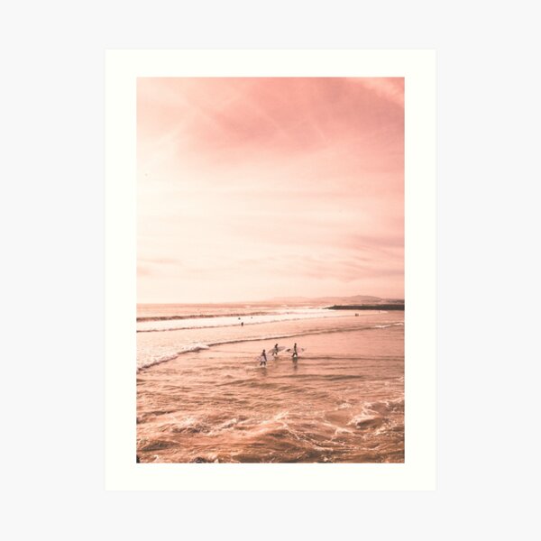 Surfers at Sunset Art Print