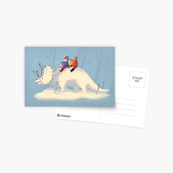 Snowy Triceratops Postcard