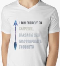 I run entirely on caffeine, sarcasm and inappropriate thoughts Men's V-Neck T-Shirt