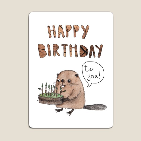 Item preview, Happy birthday beaver cake designed and sold by HeidiBurton.