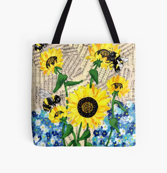 Shoulders Bag Retro Honey Bees Wildflowers Sunflowers Daisy Ladies Handbag Travel Handbag Large Capacity Water Resistant with Durable Handle 