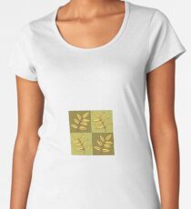 Fall Leaves on green squares Women's Premium T-Shirt