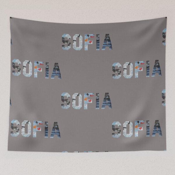 Item preview, Sofia Sky Blue Brick Wall with Hearts designed and sold by goodvibing.
