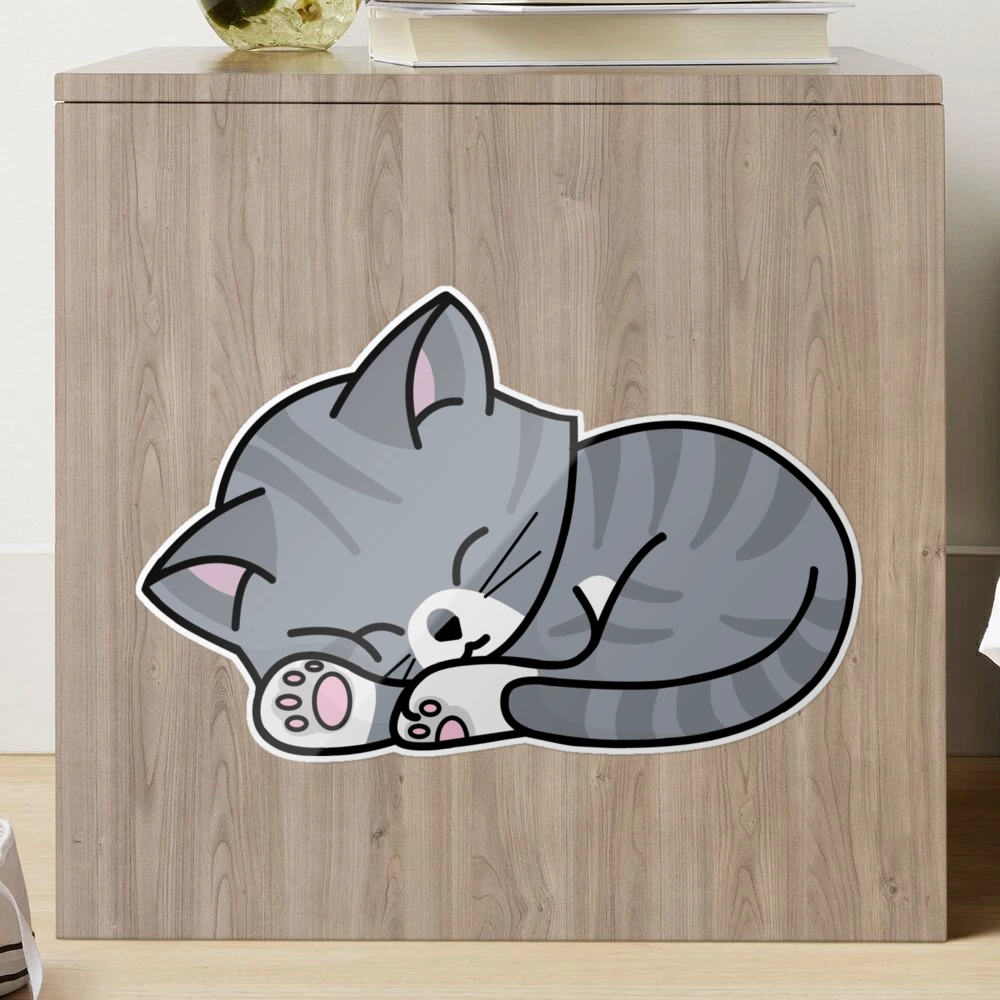 Grey Tabby Cat Sticker – Moon Light Sticker Co.