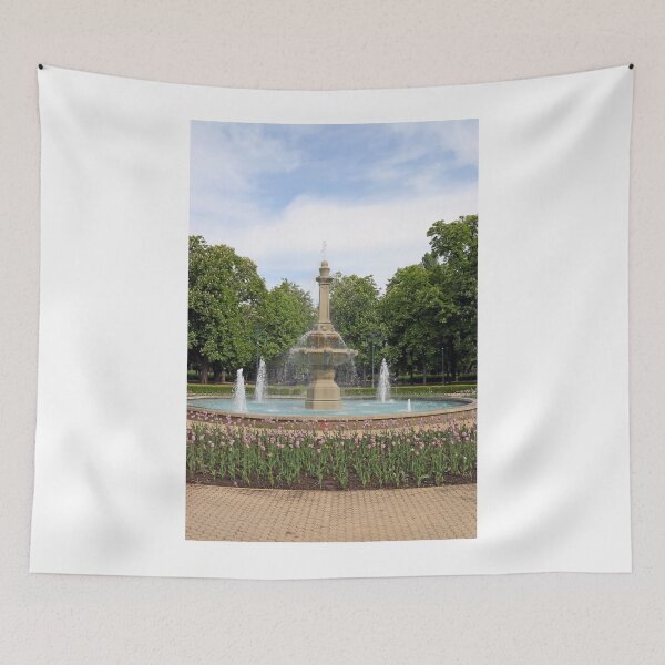 Item preview, park with fountain and tulip flowers Eger Hungary designed and sold by goceris.