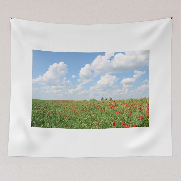 Item preview, Poppies flower field and blue sky designed and sold by goceris.