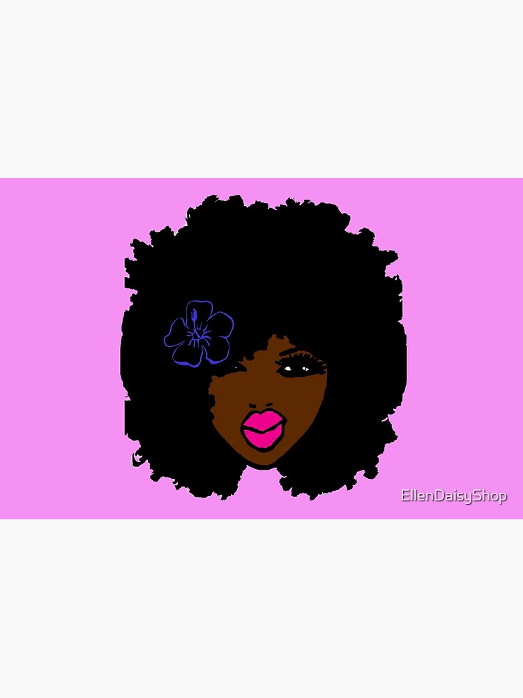 Brown Skin Afro Curly Natural Hair Flower Girl Pink Lipstick by EllenDaisyShop