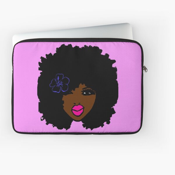 Vista previa del artículo con la obra «Lápiz labial rosado de la muchacha de flor del pelo natural afro rizado de la piel marrón», diseñado y vendido por EllenDaisyShop.