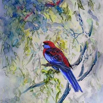 Artwork thumbnail, Crimson Rosellas by WrenCottage
