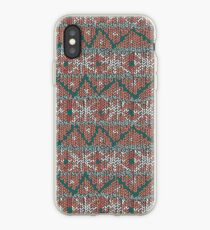 Knitted canvas with a festive pattern ornament. iPhone Case