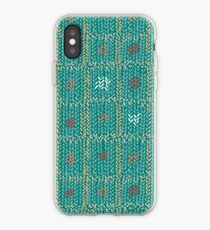 Knitted canvas with a festive pattern ornament. iPhone Case