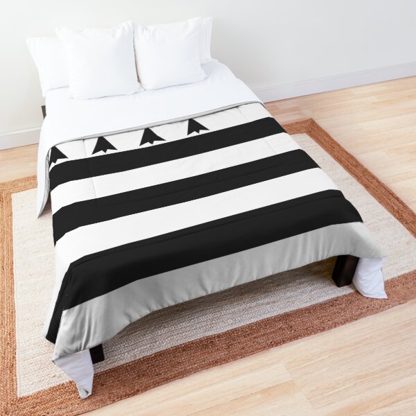 Bandera de Bretaña Drapeau Breton Gwenn-ha-du Ermine blanco y negro HD TIENDA ONLINE DE ALTA CALIDAD Colcha
