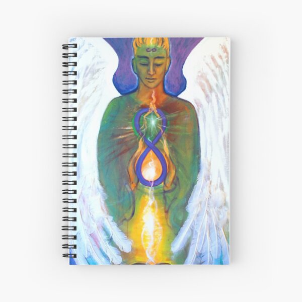 Angel of Alchemy - acylic on canvas with feathers Spiral Notebook