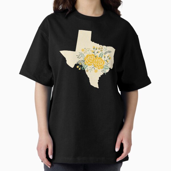 Yellow Rose of Texas - Gingham State with Roses Oversized T-Shirt