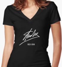 Rip-Stan-Lee-Signature-T-Shirt-Merry-Christmas Gifts Women's Fitted V-Neck T-Shirt