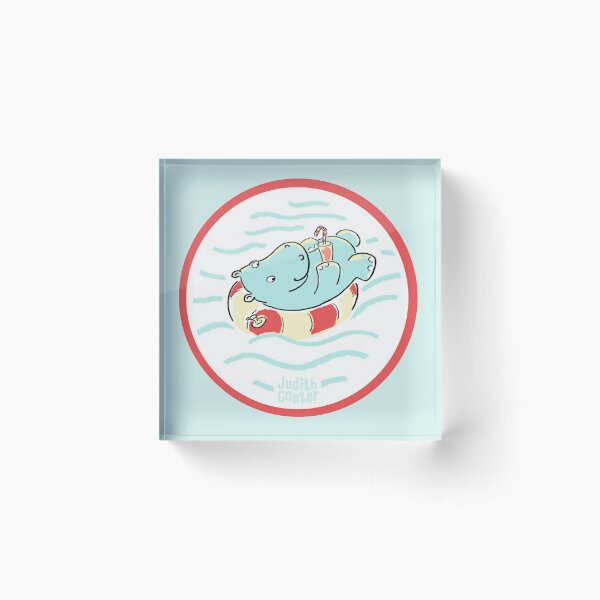 Nilpferd im Schwimmreif - Logo Acrylblock