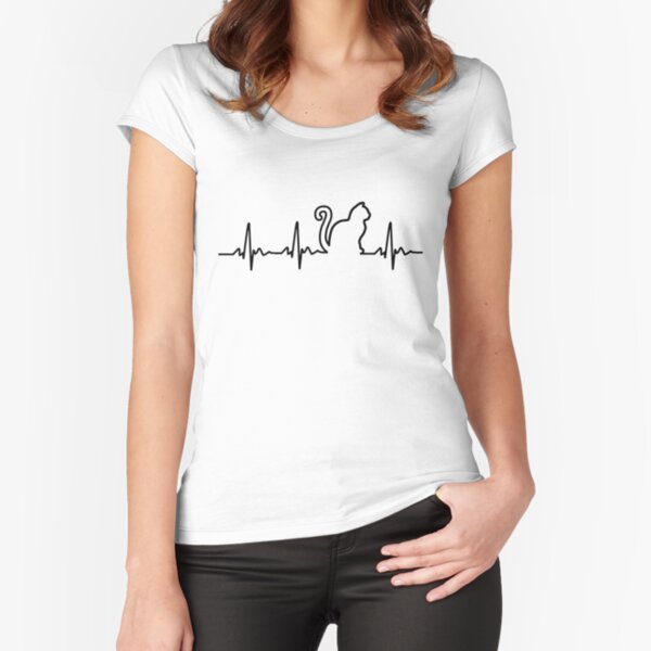 Cat Heartbeat Fitted Scoop T-Shirt