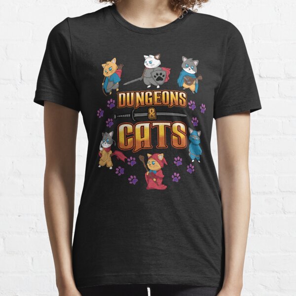 Funny Cute Cats Shirt DnD Dungeons and Dragons Cute Cats Fantasy Unisex T-Shirt