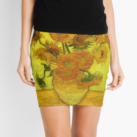 Van Gogh - Fourteen Sunflowers, 1889, famous painting Mini Skirt