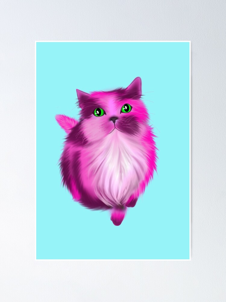 Susse Flauschige Rosa Und Weisse Katze Poster Von Spiralseahorse Redbubble