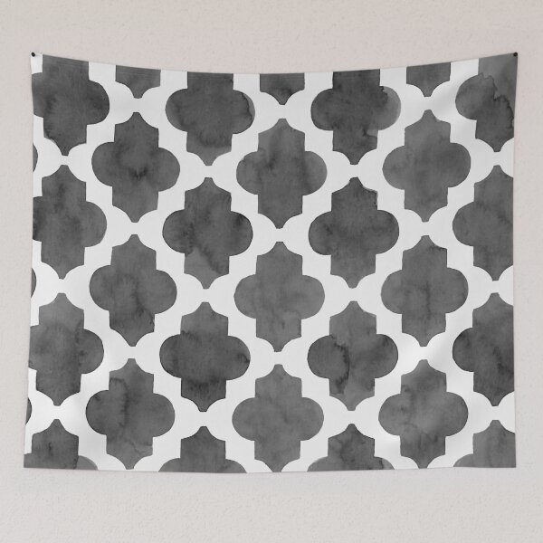 Item preview, Quatrefoil pattern in black and white designed and sold by Bonheurem.