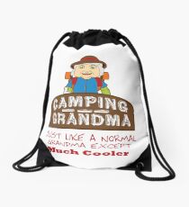 Camping Granny. Drawstring Bag