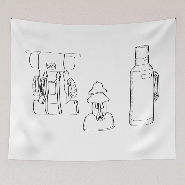 Item preview, Camping Supplies Black and White Digital Design designed and sold by DeLislesRT.
