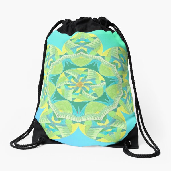Grasshopper Katydid Leaves and Fauna Fall Into Winter Collection by Green Bee Mee Drawstring Bag