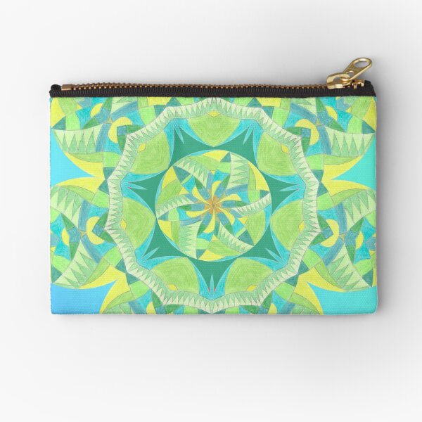 Grasshopper Katydid Leaves and Fauna Fall Into Winter Collection by Green Bee Mee Zipper Pouch