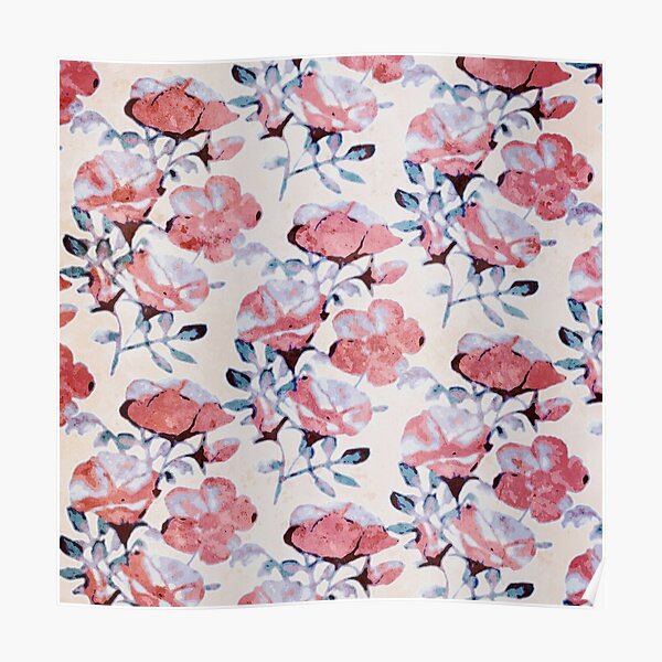 Sunwashed Beach Rose Floral Print Poster